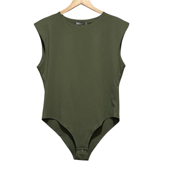 NWT ReoRia Sage Green Sleeveless Bodysuit w/ Shoulder Pads Plus Womens Size 2XL - Picture 3 of 11